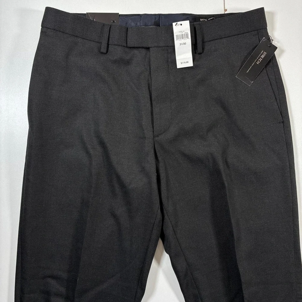 NEW Banana Republic Dress Pants 31x30 Black Slim Fit Stretch Rayon Stretch